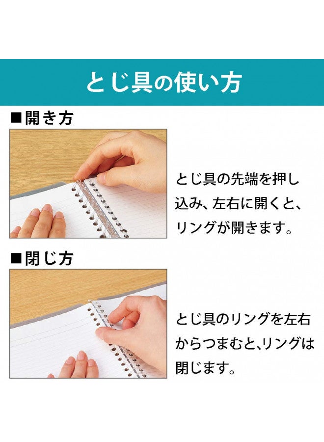 KOKUYO Campus Smart Ring Binder, B5 Light Blue Binder Notebook Up to 25 Sheets 26 Holes Slim Binder Folder with 10 Extra Campus Sarasara Loose-leaf Paper for Work & Study, Japan Import (RU-SP700LB)