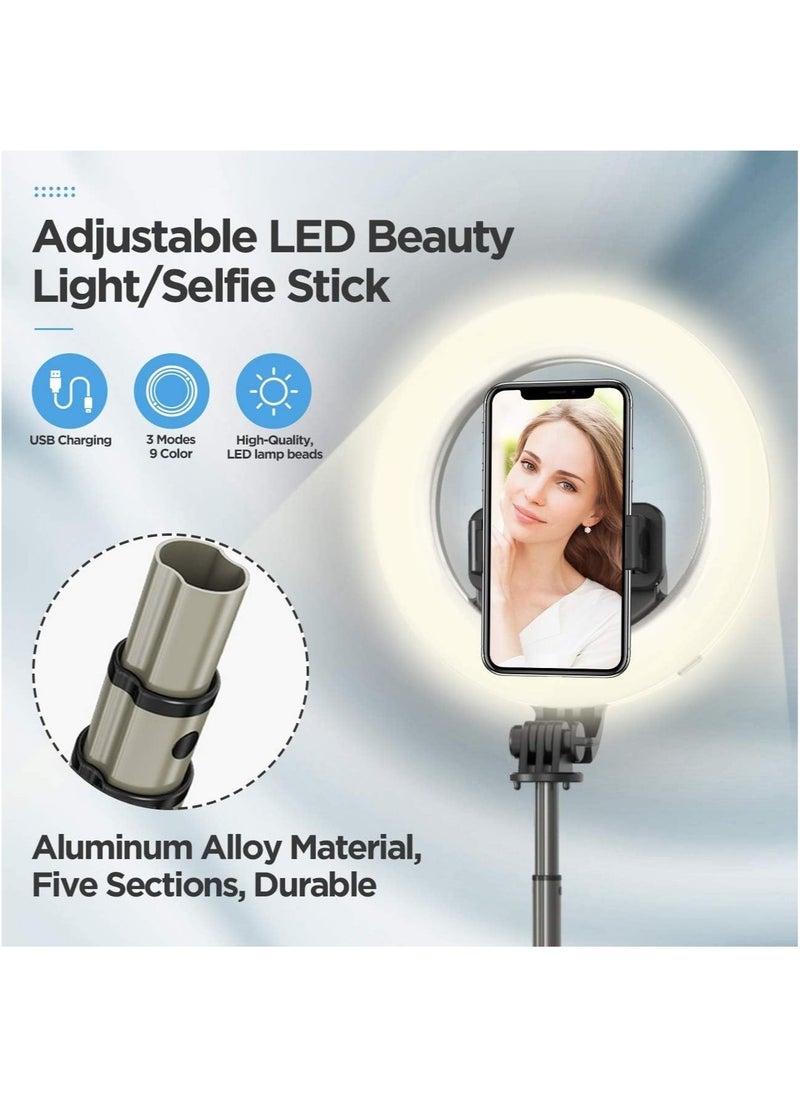 ELTRAZONE Selfie Ring Light Tripod Bluetooth Selfie Stick,Cell Phone Holder LED Selfie Light Stand for Live Stream Photography  - Image 3