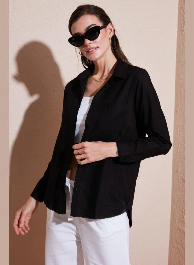 Lela  Lela Cotton Regular Fit Pocket Shirt Women's SHIRT CF25S16992 for Women | Best Price UAE