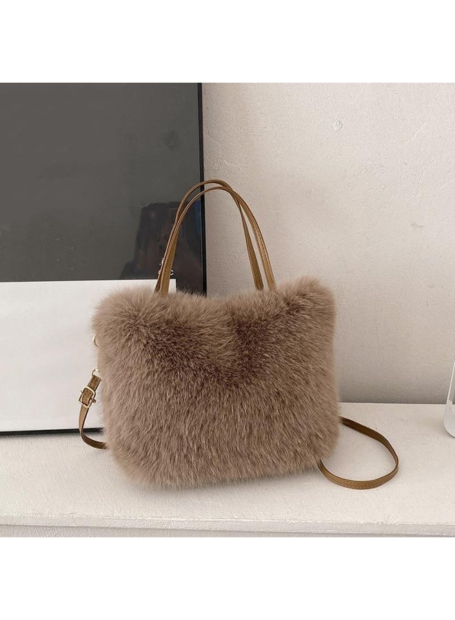 Yogodlns Faux Fur Tote Bag with Plush Luxury Design