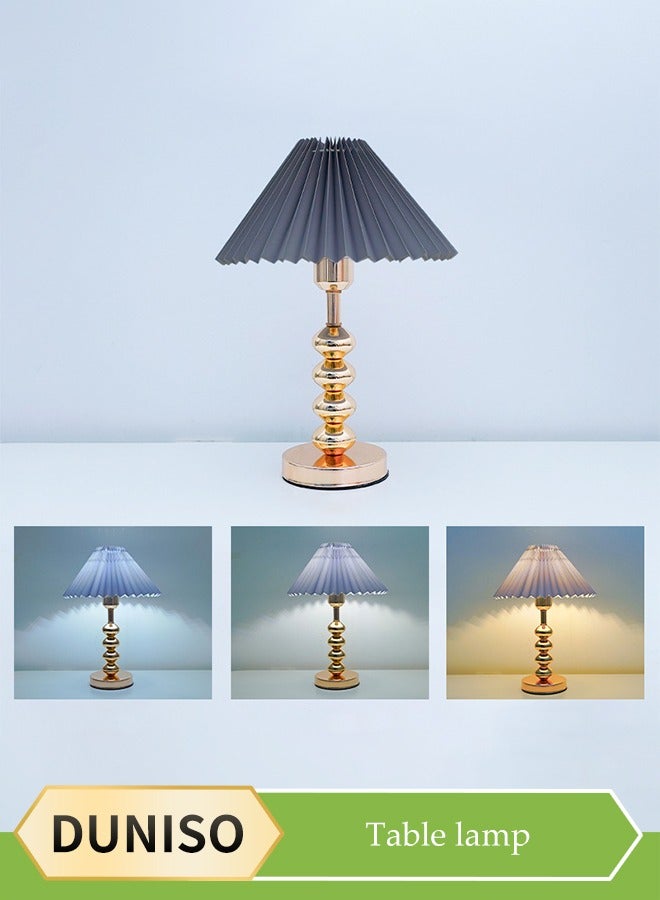 DUNISO Bedside table lamp, USB fabric bedroom lamp, multifunctional LED desk lamp reading lamp, three color multi level adjustable, suitable for living room, study, bedroom and office - Image 1