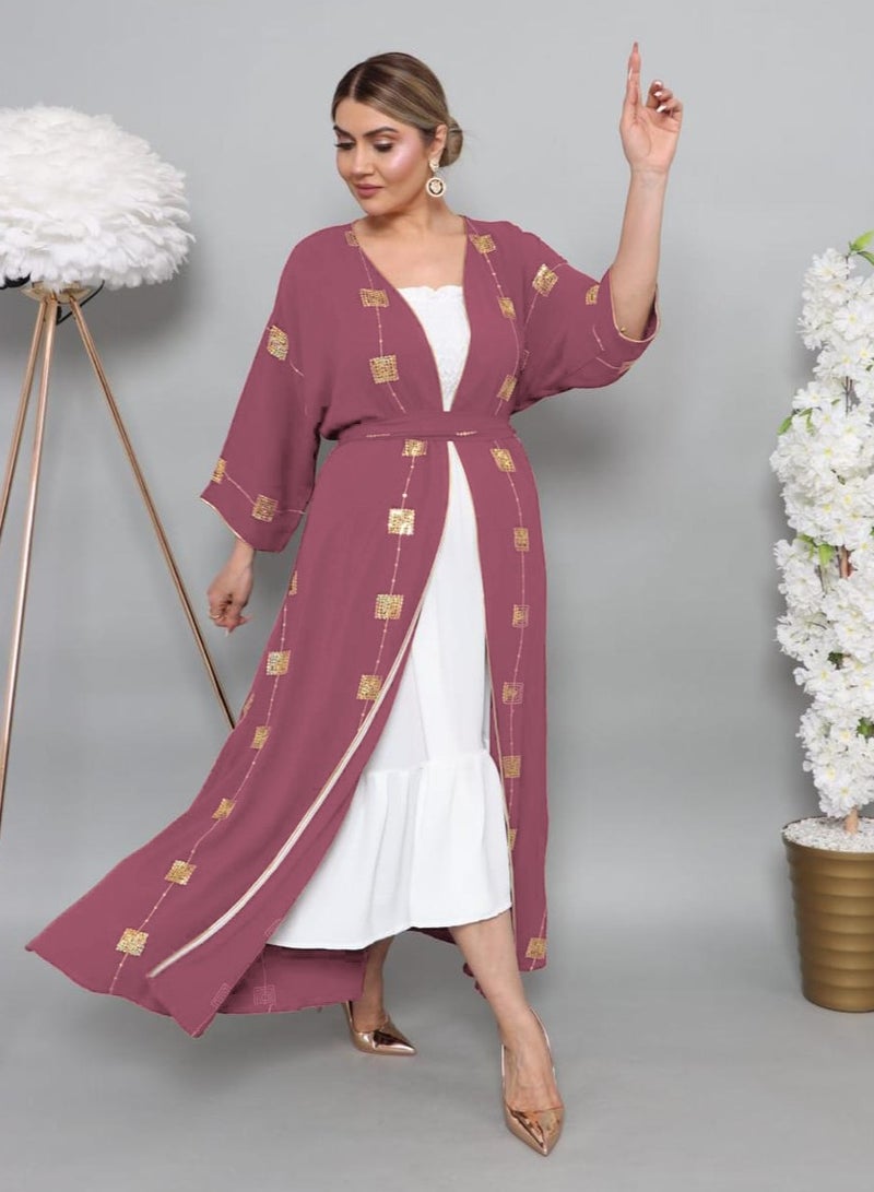 MyesuQ jalabiya in pink and white two piece - Image 1