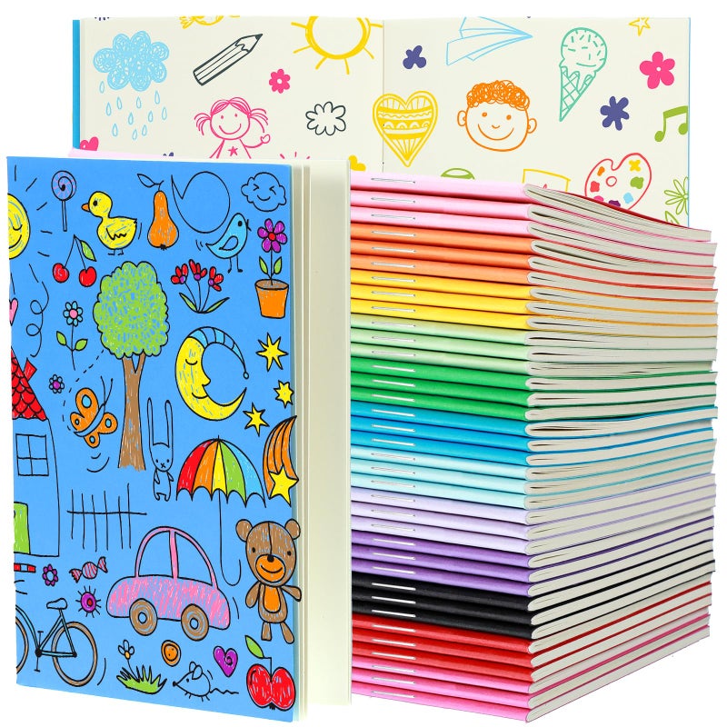 Mimorou 36 Pcs Blank Books for Kids for Drawing & Writing 4" x 5.7" Mini Notebooks Bulk 48 Pages Colorful Unlined Travel Journals Scrapbooks Pocket Notepads for Students Traveler School Sketching - Image 1