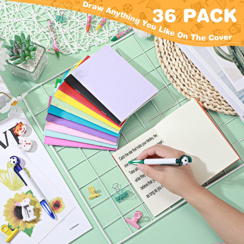 Mimorou 36 Pcs Blank Books for Kids for Drawing & Writing 4" x 5.7" Mini Notebooks Bulk 48 Pages Colorful Unlined Travel Journals Scrapbooks Pocket Notepads for Students Traveler School Sketching - Image 2