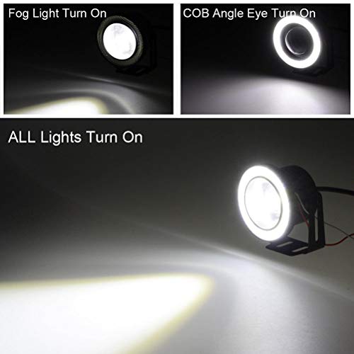 AutoBizarre Car Fog Lamp Angel Eye LED DRL Projector Cob Light 89mm (3.5 inches Front , 2.5 inches Back) - Set of 2 - Image 5