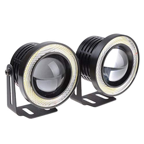 AutoBizarre Car Fog Lamp Angel Eye LED DRL Projector Cob Light 89mm (3.5 inches Front , 2.5 inches Back) - Set of 2 - Image 2