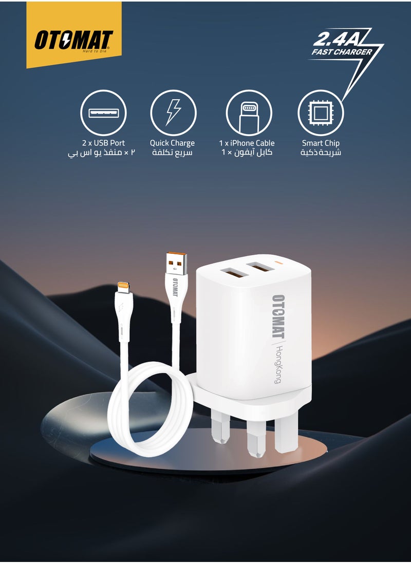 Dual USB 2.4A Fast Charger with USB to Lightning Cable – Charge Two Devices Simultaneously at High Speed - pzsku/Z3CEF1407867FFC4DB9D0Z/45/_/1737286814/c47eb696-2c4b-4634-a632-5464eb300216