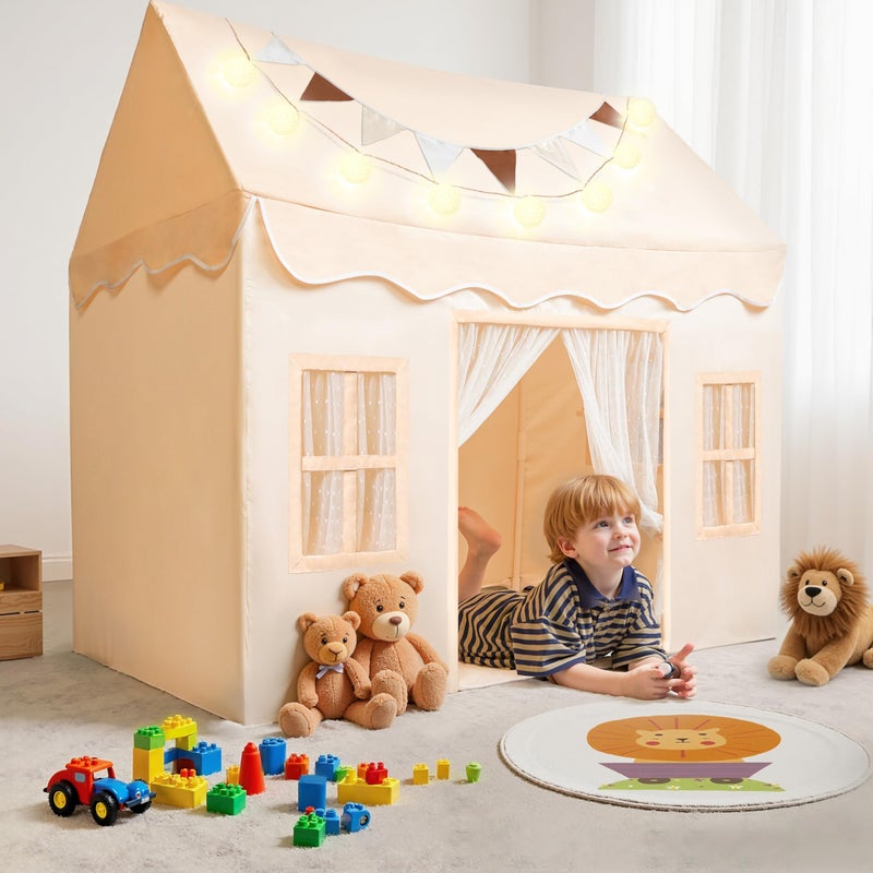 SYNCFUN Play Tent for KidsIndoor Outdoor Tent with BlanketLED Lights Flags for ToddlerSpacious 513552 InchPlayhouse for KidsIdeal Private Space for Reading Play for Boys Girls Age 37 - Image 2