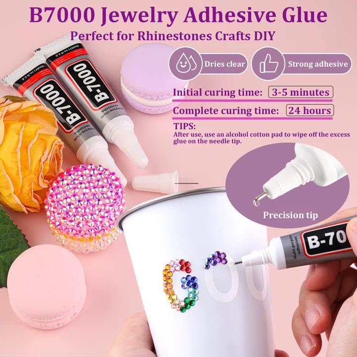 TINKRSTUFF 30000Pcs Resin Rhinestones for Crafting, Multicolor 2/3/4mm Flacktback Gems with 3Pcs B7000 Jewelry Glue, Bedazzling Crystal for DIY Crafts Clothing Tumblers Mugs Shoes Fabric Nail Art - Image 4