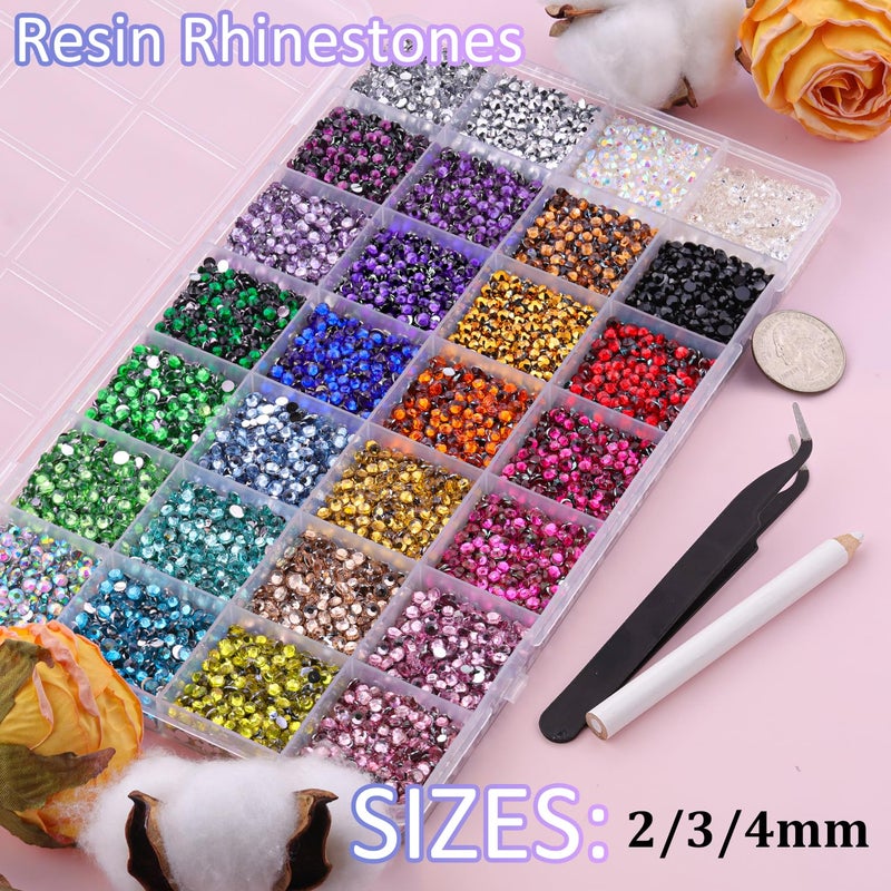 TINKRSTUFF 30000Pcs Resin Rhinestones for Crafting, Multicolor 2/3/4mm Flacktback Gems with 3Pcs B7000 Jewelry Glue, Bedazzling Crystal for DIY Crafts Clothing Tumblers Mugs Shoes Fabric Nail Art - Image 2