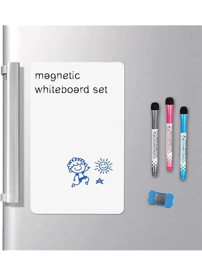 erorex A4 Magnetic Dry Erase Board Sheet For Refrigerator Fridge Whiteboard For Kitchen 21X30Cm White Board Organizer And Planner With Stain Resistant Technology Include 1 Eraser 3 Markers  - Image 1