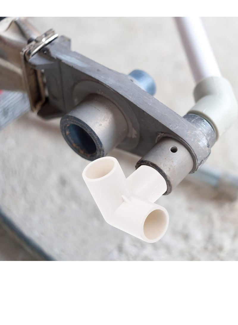 SYOSI كوع تركيب PVC بثلاثة اتجاهات، 8 قطع محولات أنابيب المياه زاوية الأنابيب، وصلات توصيل ملحقات الأنابيب لهيكل دعم الحديقة على الرف PVC DIY باللون الأبيض  - Image 2