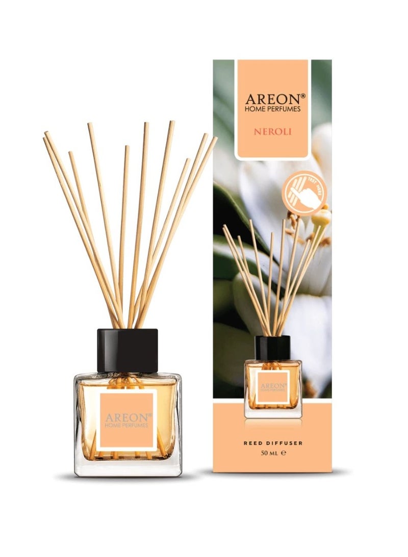 Areon Home Perfume Reed Diffuser 50ml - Neroli Blossom - Natural Citrus Floral Room Air Freshener - Long Lasting Home Fragrance