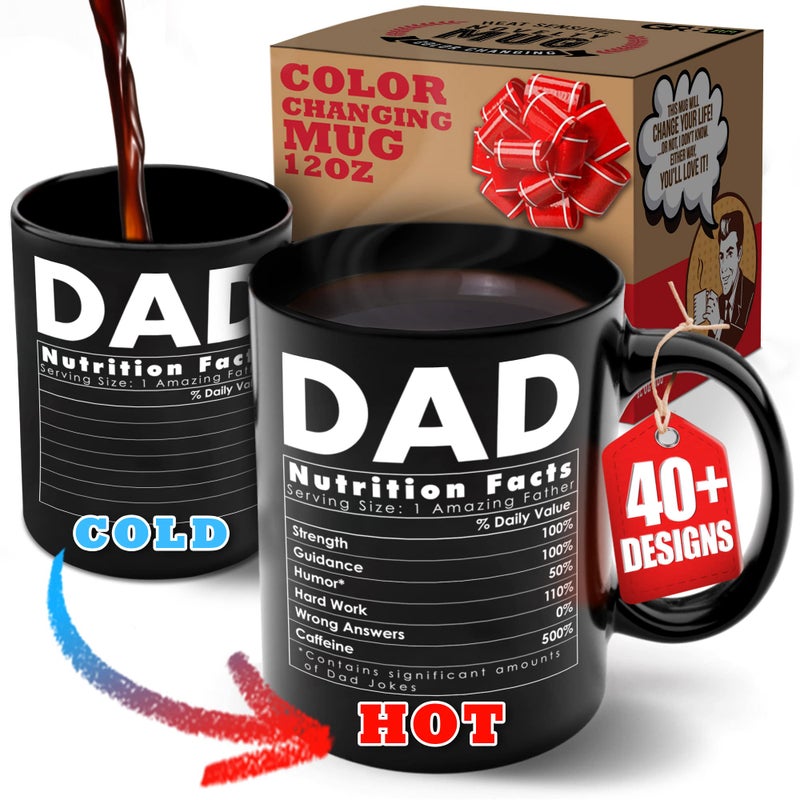 12oz Top Heat Changing Worlds Best Dad Mug Dad Nutrition Facts Mug for Dad Dad Coffee Mugs Funny Gifts for Fathers from Daughter or Son Birthday Presents for Dad