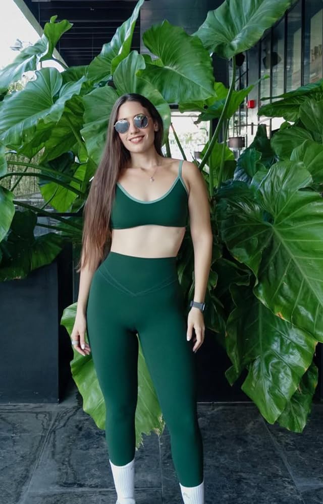 Aoxjox Women's High Waisted Workout Siren Leggings Hidden Scrunch Butt Lifting Tummy Control Gym Yoga Pants 26" (Forest Green, Small) - Image 2