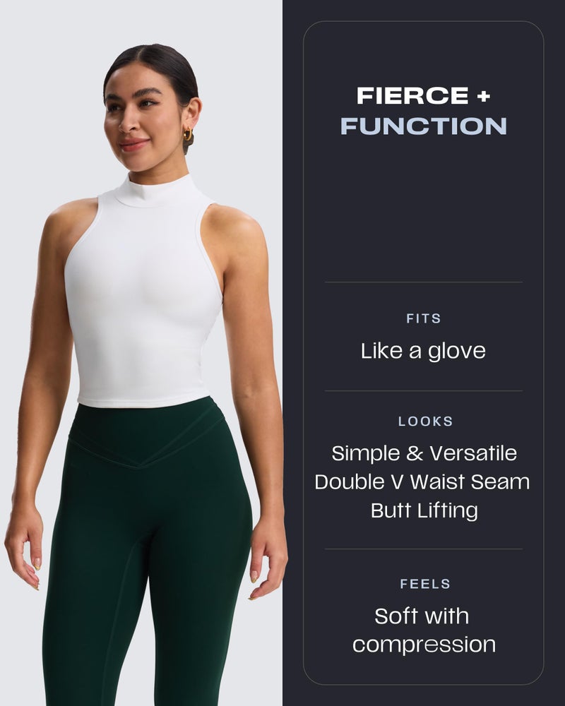 Aoxjox Women's High Waisted Workout Siren Leggings Hidden Scrunch Butt Lifting Tummy Control Gym Yoga Pants 26" (Forest Green, Small) - Image 4