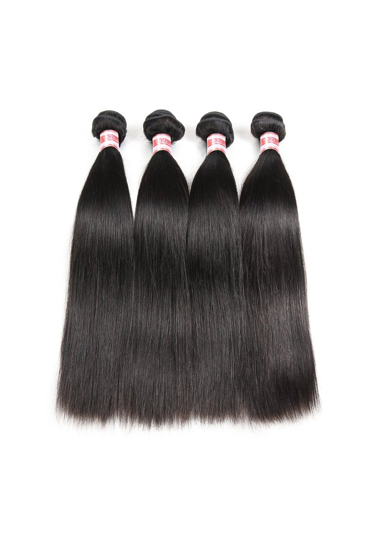 Hermosa - Hermosa Straight Hair 4 Bundles 10A Unprocessed Virgin Brazilian Straight Human Hair Weave Weft Bundles Natural Black 10 12 14 16 - Image 1