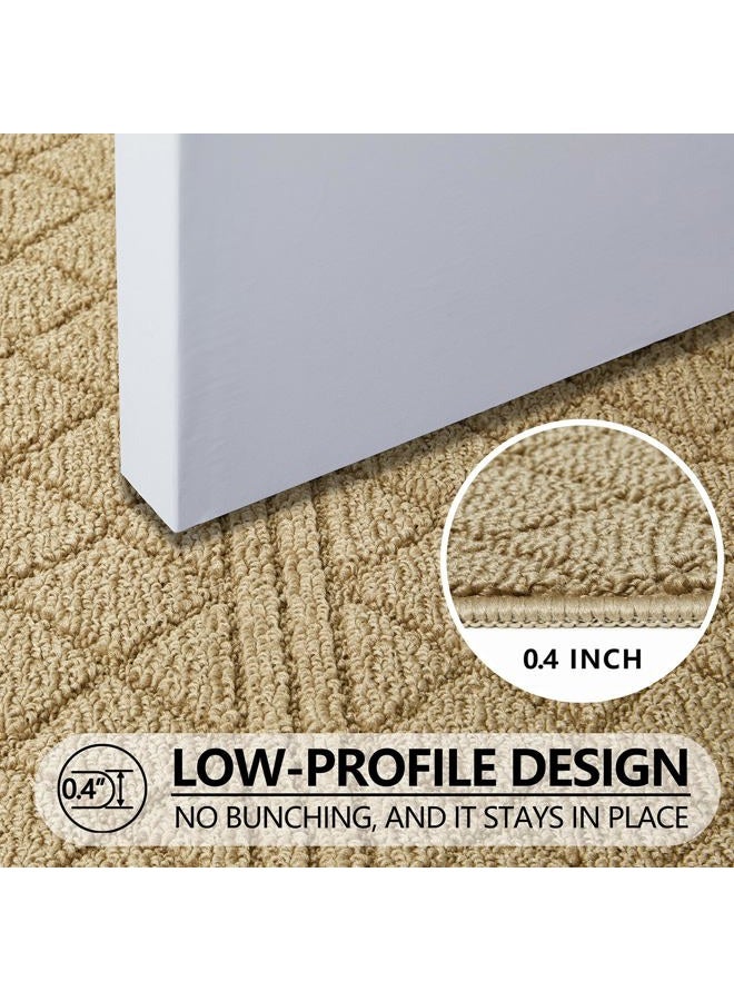 REFETONE Indoor Doormat, Front Back Door Mat 20"x32" Absorbent Rubber Backing Non Slip Door Mats, Low-Profile Resist Dirt Entrance Rugs, Machine Washable Door Rug Inside Floor Mat for Entryway, Beige - Image 2