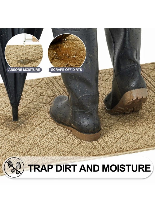 REFETONE Indoor Doormat, Front Back Door Mat 20"x32" Absorbent Rubber Backing Non Slip Door Mats, Low-Profile Resist Dirt Entrance Rugs, Machine Washable Door Rug Inside Floor Mat for Entryway, Beige - Image 3