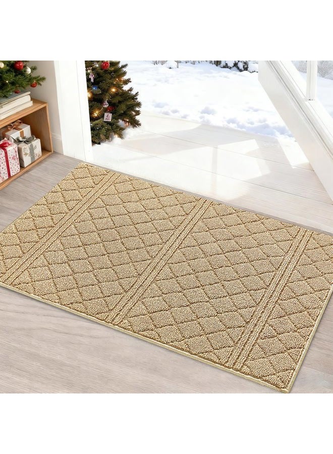 REFETONE Indoor Doormat, Front Back Door Mat 20"x32" Absorbent Rubber Backing Non Slip Door Mats, Low-Profile Resist Dirt Entrance Rugs, Machine Washable Door Rug Inside Floor Mat for Entryway, Beige - Image 1