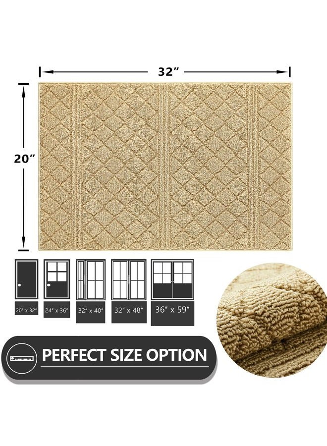 REFETONE Indoor Doormat, Front Back Door Mat 20"x32" Absorbent Rubber Backing Non Slip Door Mats, Low-Profile Resist Dirt Entrance Rugs, Machine Washable Door Rug Inside Floor Mat for Entryway, Beige - Image 5