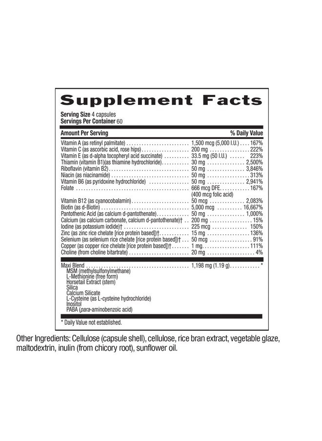 Country Life Maxihair Plus Biotin Supports Healthy Hair Skin And Nails Daily Supplement 240 Ct  - Image 3