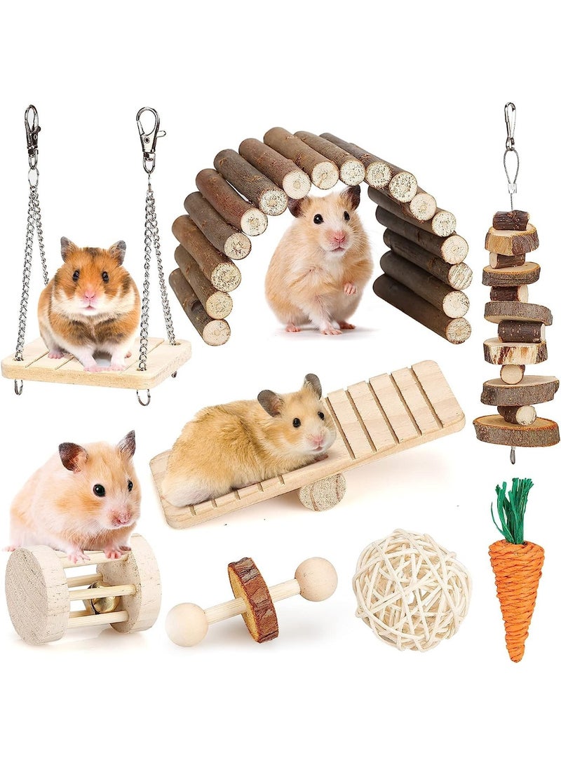 FengSVMA Hamster Chew Toys Set - Small Animal Molar Toys - Teeth Care Wooden Accessories for Guinea Pigs, Chinchillas, Gerbils, Mice, Rats - Pet Toy Set - Image 1