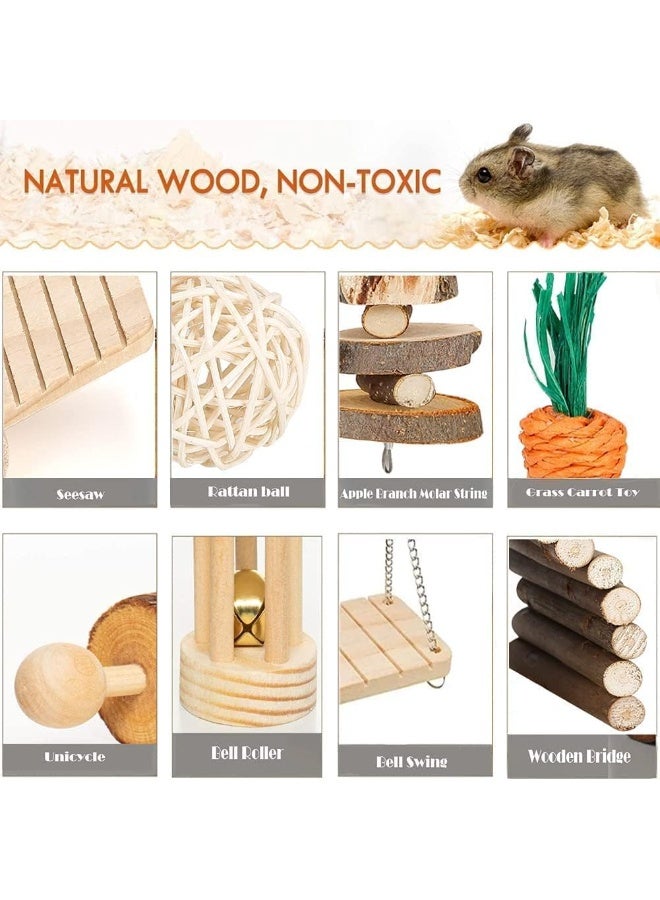 FengSVMA Hamster Chew Toys Set - Small Animal Molar Toys - Teeth Care Wooden Accessories for Guinea Pigs, Chinchillas, Gerbils, Mice, Rats - Pet Toy Set - Image 2