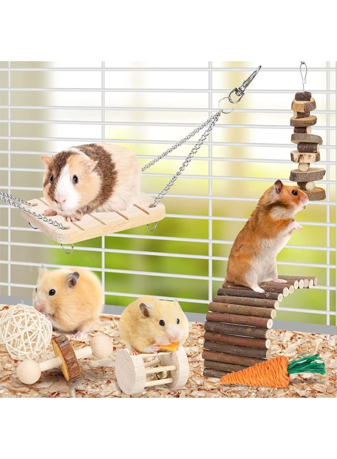 FengSVMA Hamster Chew Toys Set - Small Animal Molar Toys - Teeth Care Wooden Accessories for Guinea Pigs, Chinchillas, Gerbils, Mice, Rats - Pet Toy Set - Image 4