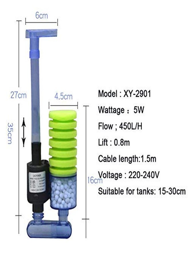 AQUALYF Pets XINYOU Aquarium Sponge Filter Biochemical Cotton Water Pump Mini Fish Tank Submersible Pump, XY-2901 - Image 2