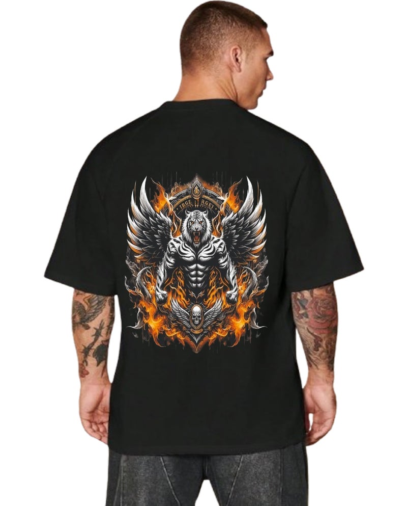 DIVIS Men's Black Graphic Back Print T-Shirt - Image 1