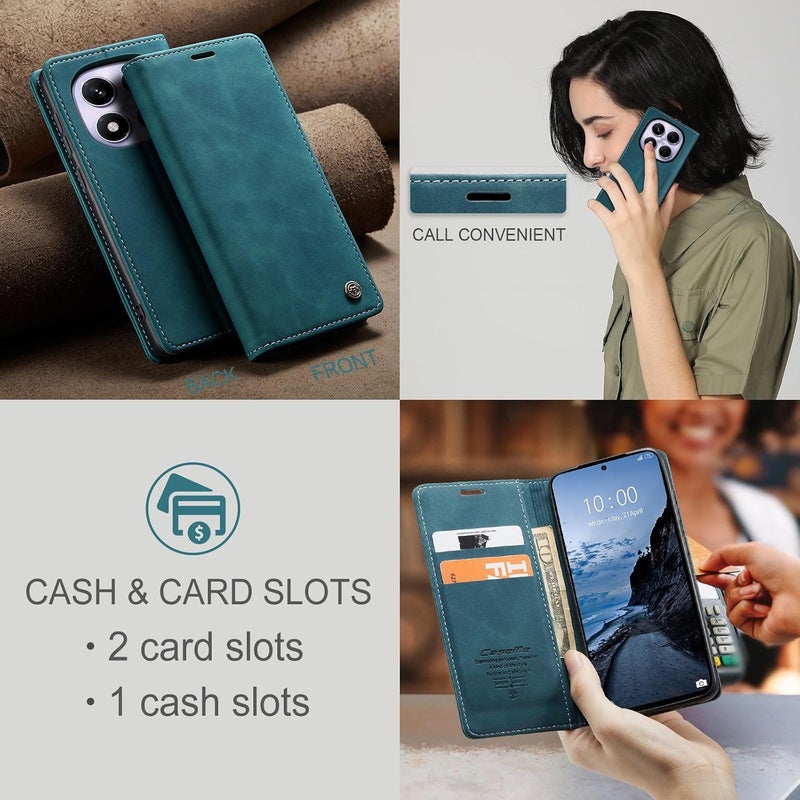 CaseMe Wallet Case for Xiaomi Redmi Note 14 Pro 4G, Premium Retro PU Leather Flip Cover with 2 Card Slots, Cash Pocket, Magnetic Closure, Kickstand Stand, Shockproof Protective Phone Case - Image 4