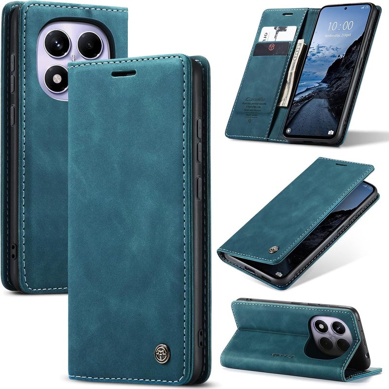 CaseMe Wallet Case for Xiaomi Redmi Note 14 Pro 4G, Premium Retro PU Leather Flip Cover with 2 Card Slots, Cash Pocket, Magnetic Closure, Kickstand Stand, Shockproof Protective Phone Case - Image 1