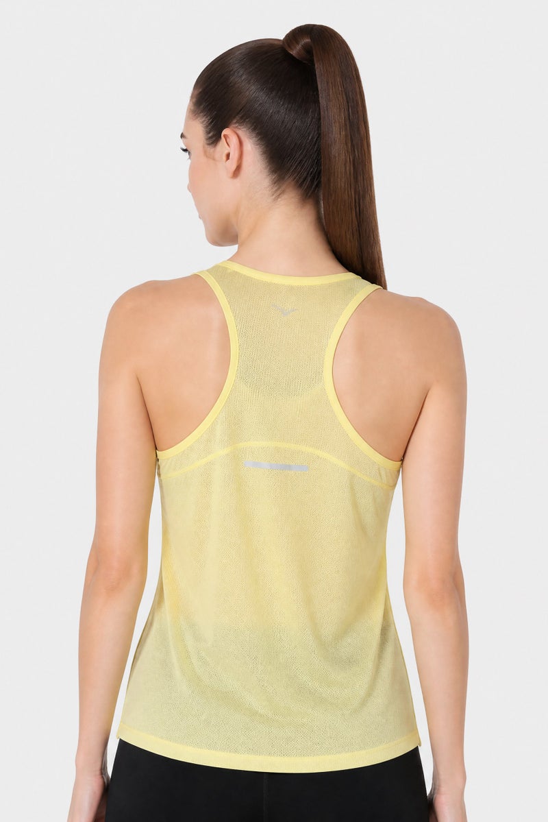 Mizuno Women Sportswear Fit Sleeveless Training Tank Top, Lime Yellow - Image 4