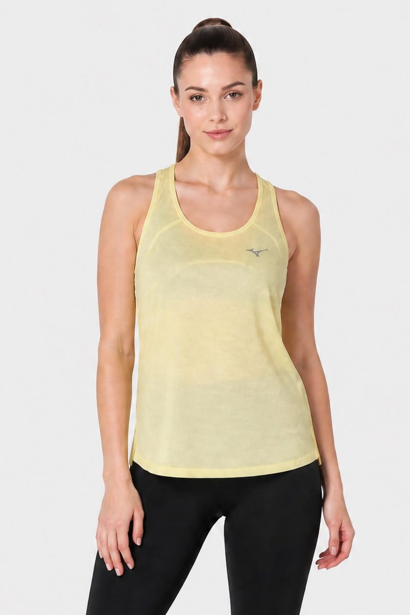 Mizuno Women Sportswear Fit Sleeveless Training Tank Top, Lime Yellow - Image 1