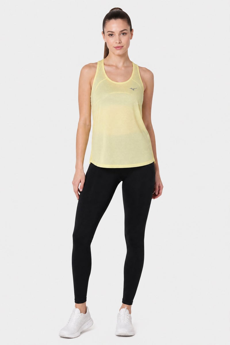Mizuno Women Sportswear Fit Sleeveless Training Tank Top, Lime Yellow - Image 2
