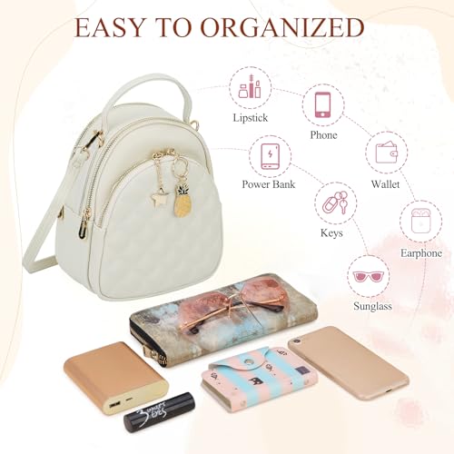 VX VONXURY Mini Backpack Purse,VONXURY Fashion Small Leather Quilt Backpack Convertible Casual Travel Daypack for Women Ladies Girls - Image 5