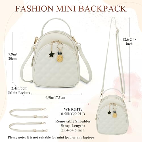 VX VONXURY Mini Backpack Purse,VONXURY Fashion Small Leather Quilt Backpack Convertible Casual Travel Daypack for Women Ladies Girls - Image 4