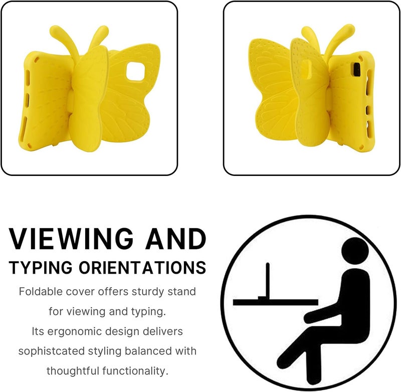 FunnyWin iPad 10.2 Tablet Case Kids,iPad 10.2 7 8 9 Butterfly Case with Kickstand Light EVA Full Boby Drop Protective Rugged Shockproof Kid-Proof iPad 7 8 9 iPad 10.2 Kid Tablet Case for Girl Kid Gift (Yellow) - Image 5