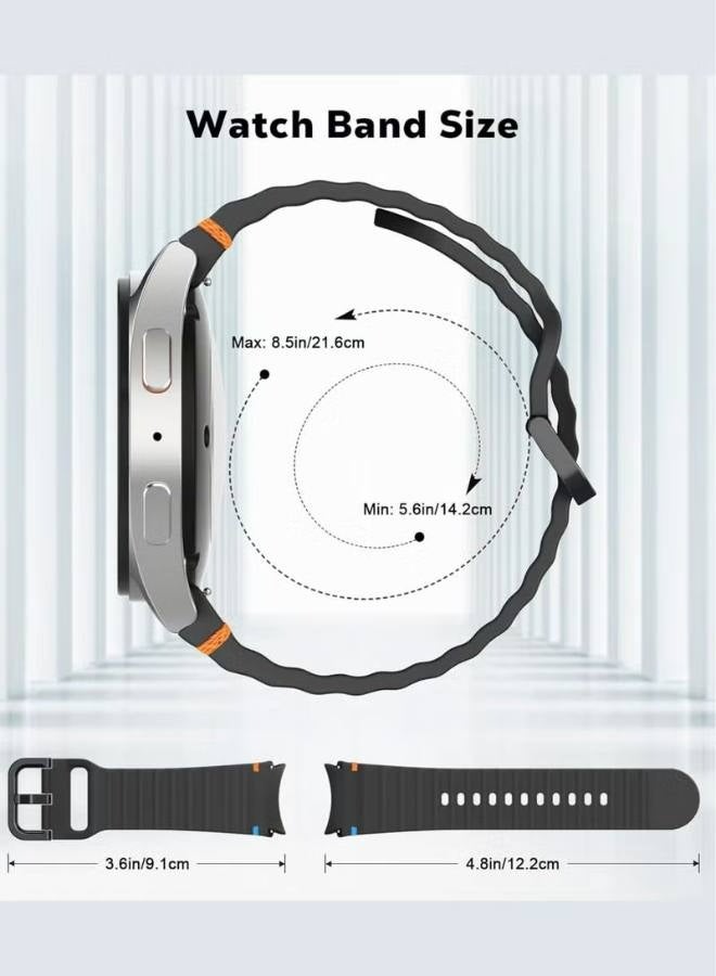 مجموعة من 3 أشرطة ساعة سيليكون متوافقة مع طرازات Galaxy Watch 7 ultra وClassic، حزام رياضي ناعم 20 مم للرجال والنساء، أسود وأبيض وأزرق - Image 3