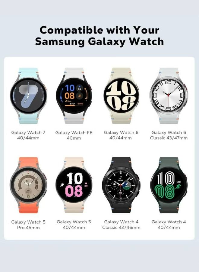 مجموعة من 3 أشرطة ساعة سيليكون متوافقة مع طرازات Galaxy Watch 7 ultra وClassic، حزام رياضي ناعم 20 مم للرجال والنساء، أسود وأبيض وأزرق - Image 5