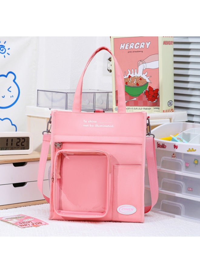 Large Capacity OxFord Cloth Waterproof Crossbody Bag Durable Korean Style Art Bag For Primary School Students Children Backpack Mend-up Bag-Color:Pink [fabric Upgraded And Thickened] - Image 1