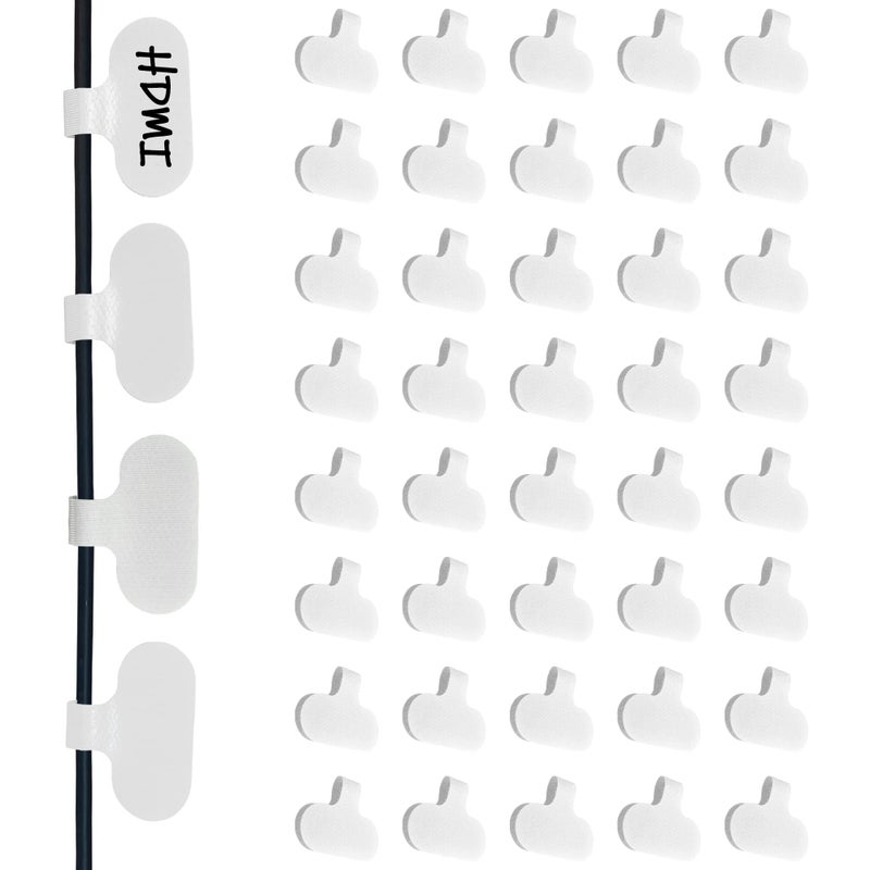 Mr-Label â€“ 40Pcs Reusable Cable Labelsâ€“ Writable Cable Wraps for Clear Writing- Cord Labels for Classify&Identificationâ€“Wire Tags for Cable Management | Electronics Computers(White) - Image 1