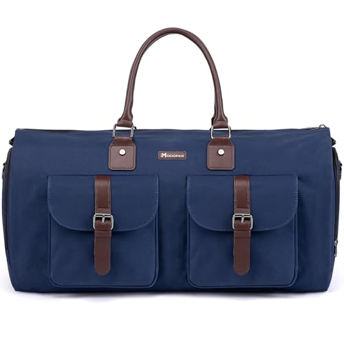 Modoker Garment Convertible Weekender Bag,Carry on Canvas Garment Duffle Bag Heavy Duty Overnight Bags for Men Women, Blue - Image 1