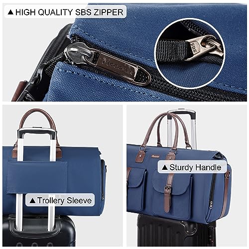 Modoker Garment Convertible Weekender Bag,Carry on Canvas Garment Duffle Bag Heavy Duty Overnight Bags for Men Women, Blue - Image 5