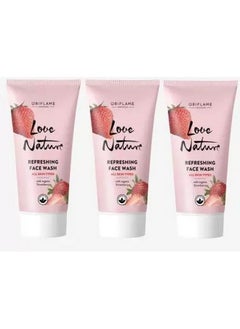 Oriflame Sweden Love Nature Refreshing Face Wash With Organic Strawberry - 150 Ml - Pack Of 3  - Image 2