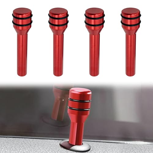 NTNEV 4 PCS Car Lock Knobs 193 x 047 Aluminum Alloy Inner Door Pull Pins Safety Decorative Replacement Accessory Suitable for Most Cars SUVs Trucks Vans Red - Image 1