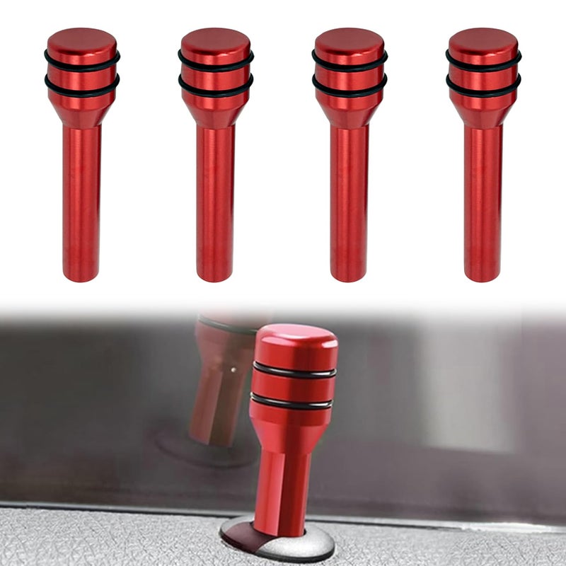NTNEV 4 PCS Car Lock Knobs 193 x 047 Aluminum Alloy Inner Door Pull Pins Safety Decorative Replacement Accessory Suitable for Most Cars SUVs Trucks Vans Red - Image 3