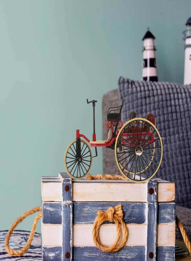 توي اند اونا دراجة ثلاثية العجلات بتصميم ريترو من توياندونا، نموذج بمقياس 1:12، دراجة ثلاثية العجلات عتيقة الطراز، مجسم دراجة معدنية مصغرة، نموذج دراجة للأصابع، لعبة إبداعية للدمى، ديكور عتيق للمنزل - Image 2