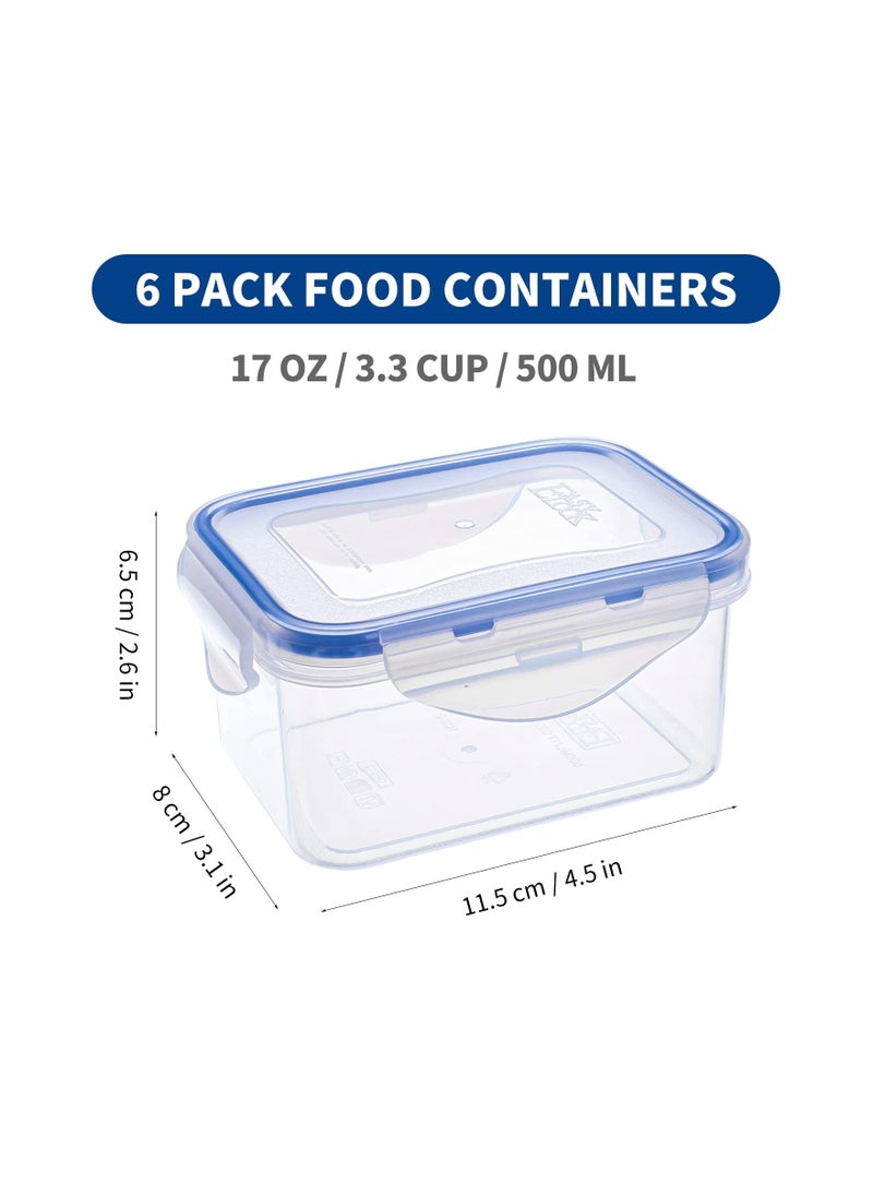 Generic - 6 Pack Small Food Containers with Lids 500ML Airtight Meal Prep Containers Snack Pots Reusable Sauce Fruit Containers BPA Free - Image 1